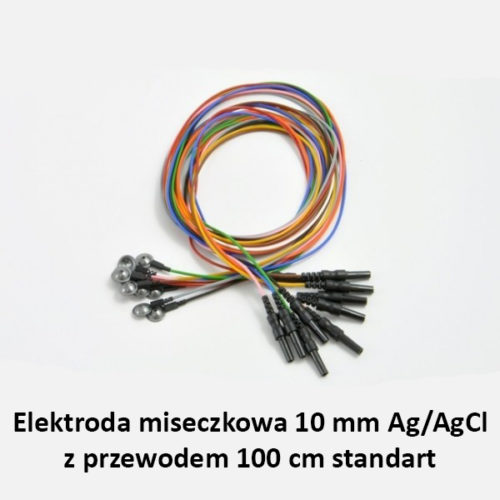 Elektroda miseczkowa 10 mm Ag/AgCl z przewodem 100 cm standard